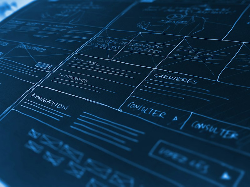 Hand-drawn website wireframe sketches
